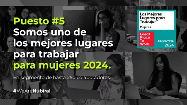 Nubiral, entre los mejores lugares para trabajar para las mujeres en Argentina (ocupa el 5° puesto del ranking)